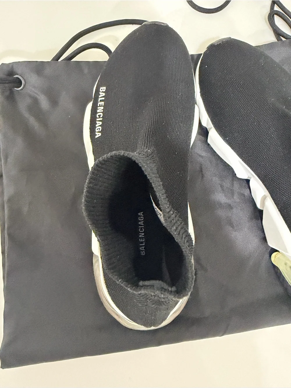 Balenciaga Black and White Stretch Knit Sock Sneakers